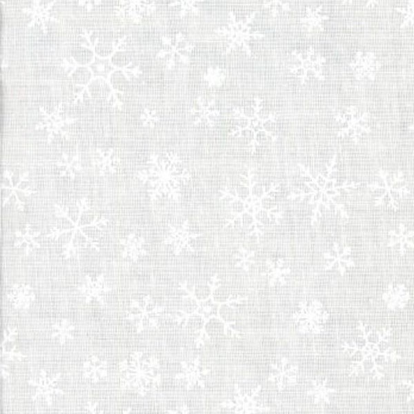 Christmas snowflake fabric by the yard, white on white fabric, white snowflake fabric, #24165