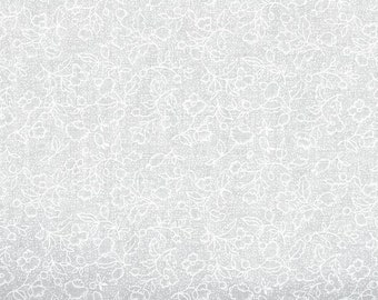 White on white fabric by the yard, white fabric by the yard, white blender fabric, white fabric basics, white floral fabric, #23776