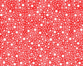 Red fabric by the yard, red dots fabric, red polka dots fabric, red cotton, red and white fabric, #20429