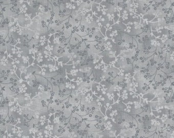 Gray floral cotton fabric by the yard, grey fabric, #24024