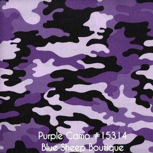 Purple camo fabric by the yard, purple camouflage fabric, purple camo cotton, purple cotton camo, #15314