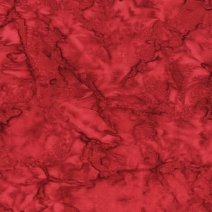 May include: Red fabric with a marbled pattern. The fabric has a subtle sheen and a soft, smooth texture.