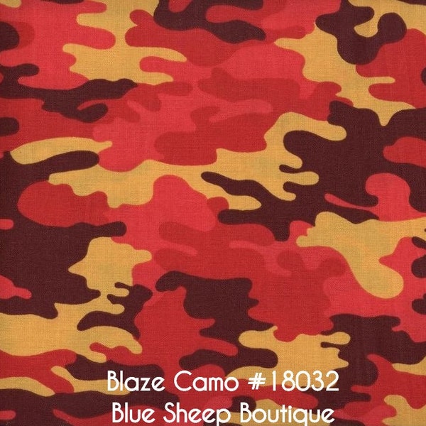 Red camo fabric by the yard, red camouflage fabric, orange camouflage fabric, orange camo, red camo, cotton camo, #18032