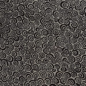 Dark gray fabric by the yard, dark gray cotton fabric, dark gray fabric, dark grey fabric, gray swirl fabric, curly Q fabric, #20225