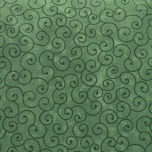 Green fabric by the yard, green swirl fabric, green cotton, green fabric basics, green tonal fabric, hunter green fabric, #17261