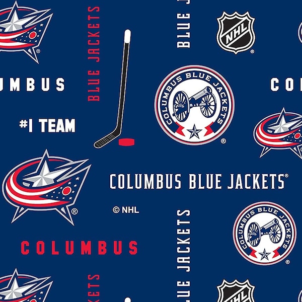 Columbus Blue Jackets fabric by the yard, cotton Blue Jackets fabric, licensed NHL fabric, hockey fabric