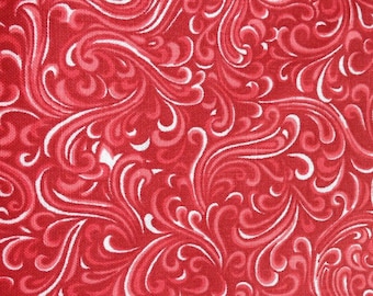 Red fabric by the yard, Christmas fabric, red swirl fabric, red blender fabric, red cotton fabric, red quilters cotton, fabric basics #16404