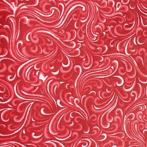 Red fabric by the yard, red swirl fabric, red blender fabric, red cotton fabric, red quilters cotton, fabric basics, #16404