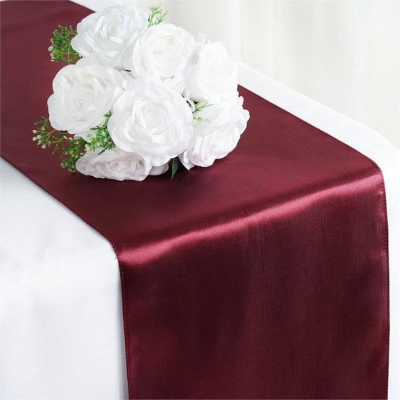 Burgundy Satin Table Runner Burgundy Red Wedding Table Runner Etsy