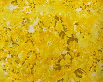 Yellow floral cotton fabric by the yard,  #22301