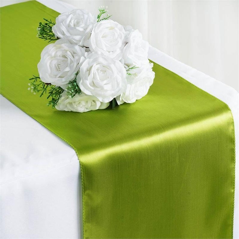 Tea Green Satin Table Runner Wedding Table Runner 12X108 Etsy
