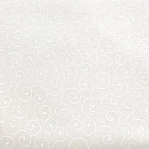 White fabric by the yard, white on white fabric by the yard, white swirl fabric, white cotton, white fabric basics, #18308
