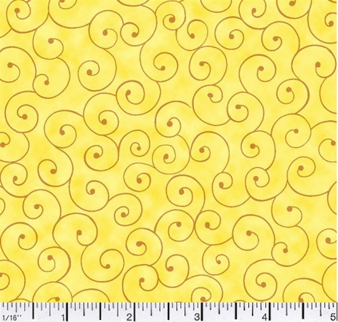 Yellow Fabric by the Yard, Yellow Swirl Fabric by the Yard, Yellow