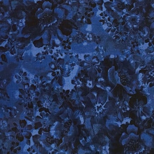 Navy blue fabric by the yard, navy blue floral fabric, navy blue flower fabric, navy fabric by the yard, blue fabric basics, #22291