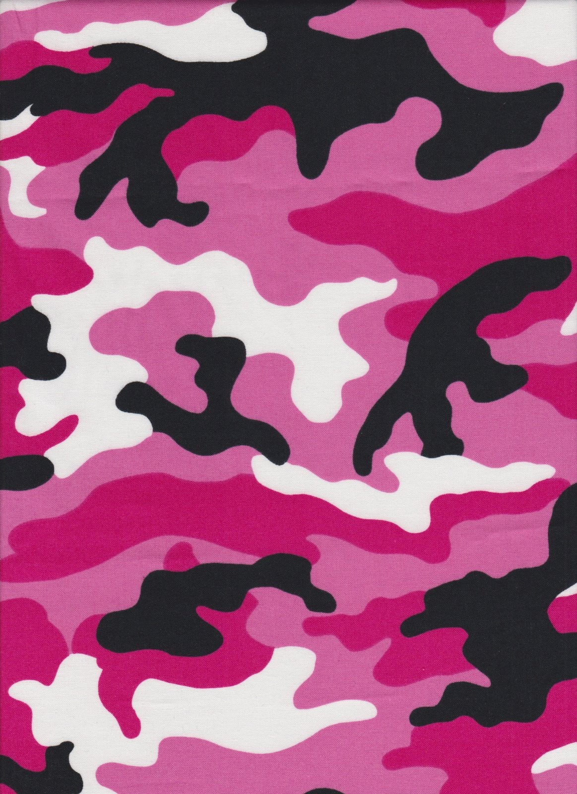 Pink camo fabric by the yard, cotton pink camouflage fabric, pink and black  camo fabric, pink cotton camo, #20264