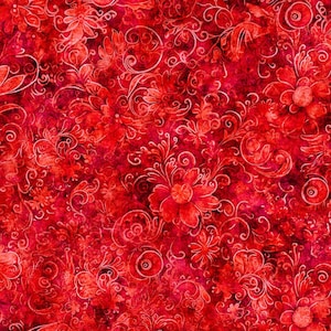 Red fabric by the yard, red flower fabric, red marble fabric, red swirl fabric, red fabric basics, red tonal fabric, red floral fabric 24298