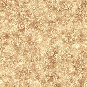 Brown fabric by the yard digitally printed cotton, brown fabric basics, brown cotton, tan fabric, tan swirl fabric, tan cotton, #25141