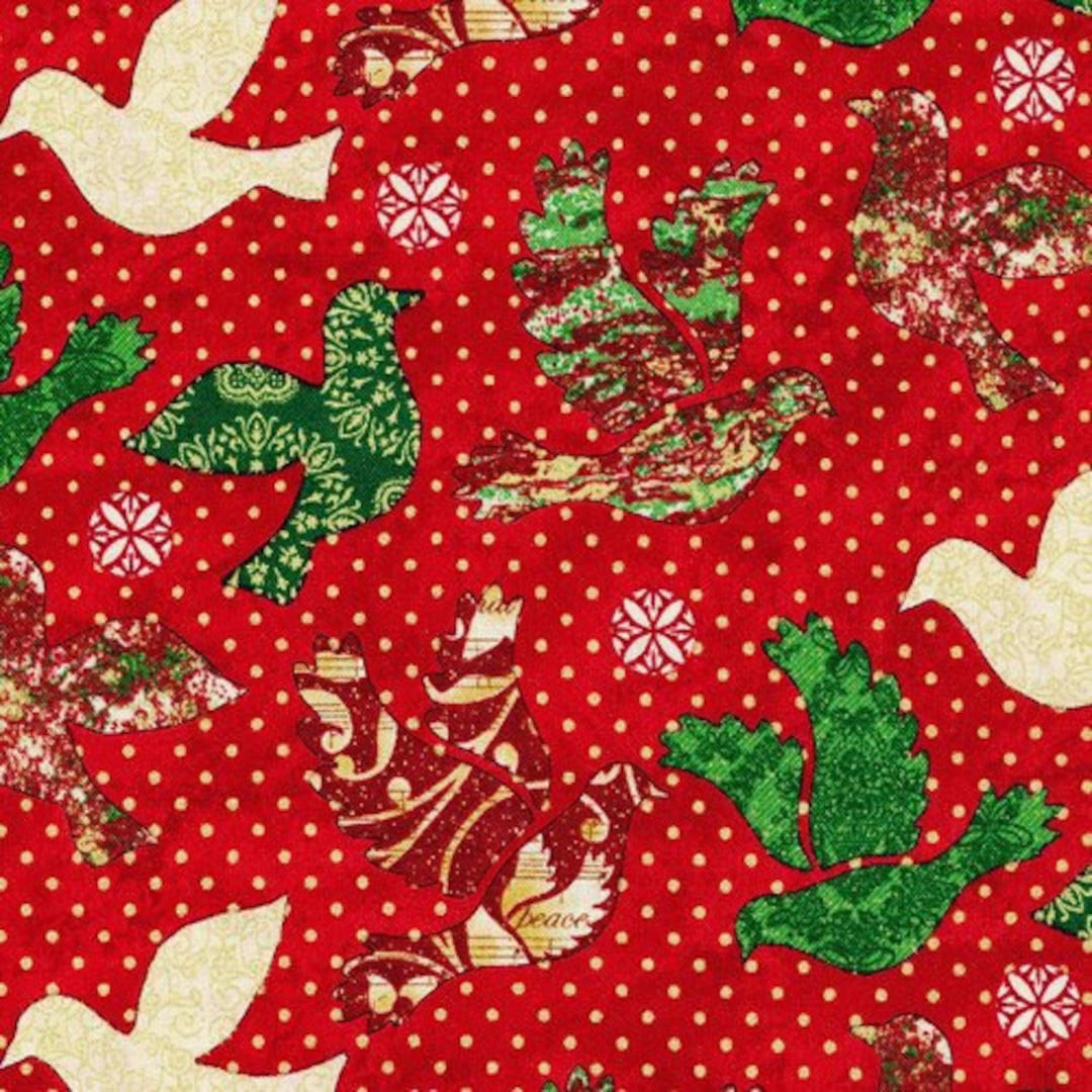 Christmas Fabric by the Yard, Doves Fabric by the Yard, Peace on Earth Fabric by Paintbrush
