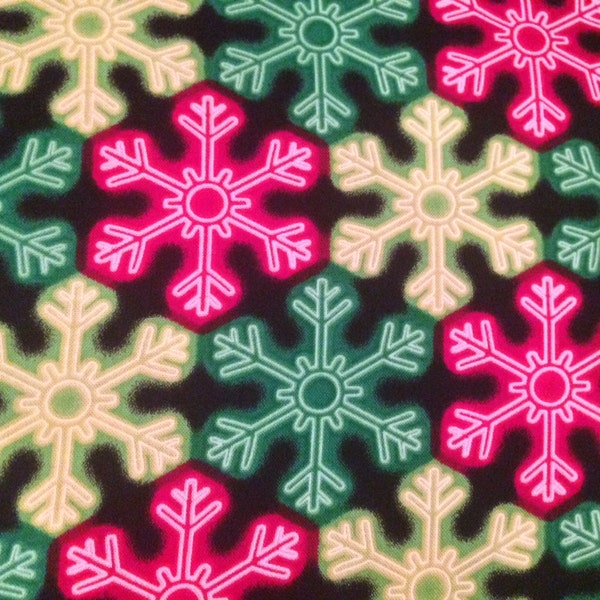 Christmas fabric by the yard - Christmas snowflake fabric by the yard - neon Christmas fabric - #15106