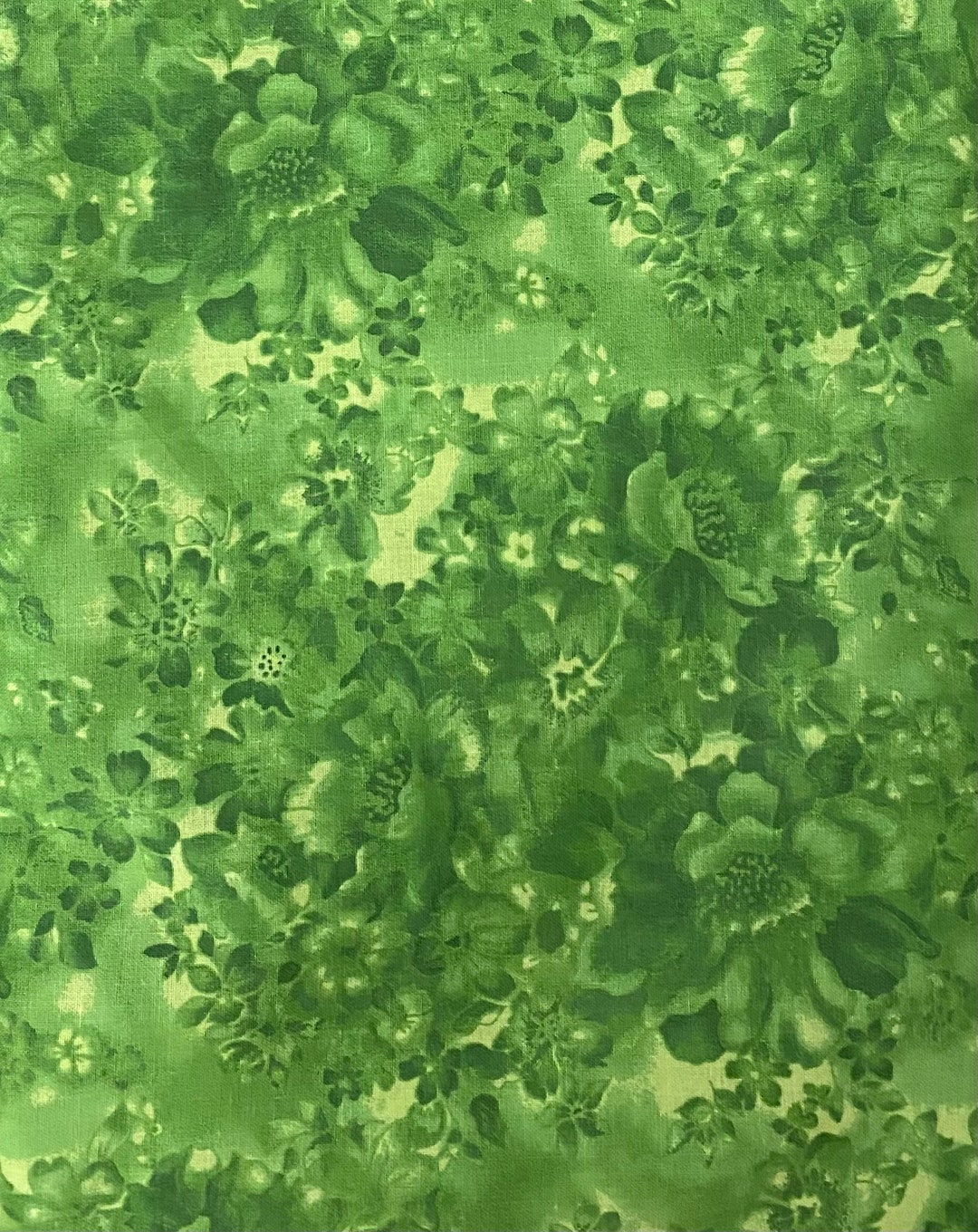 Green Fabric by the Yard, Green Floral Fabric, Green Flower Fabric