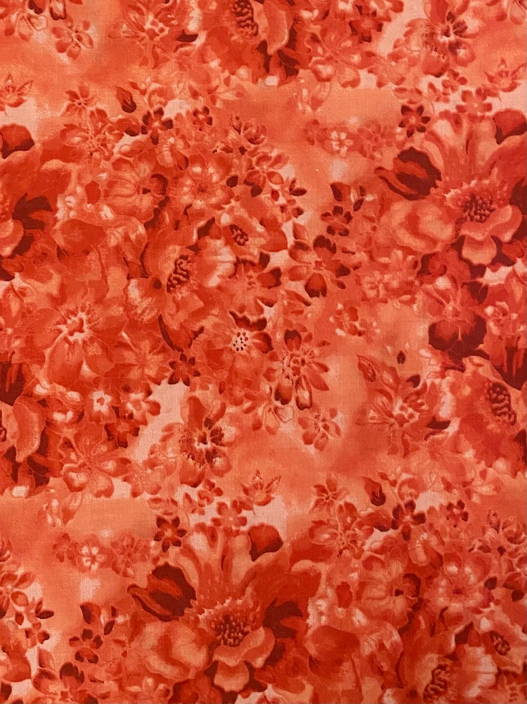 Orange Fabric by the Yard, Orange Flower Fabric, Orange Floral Fabric
