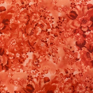 Orange fabric by the yard, orange flower fabric, orange floral fabric, orange fabric basics, orange blender fabric, #22297