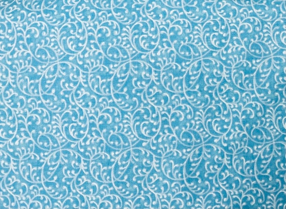 Blue Fabric by the Yard, Blue Swirl Fabric, Light Blue Fabric