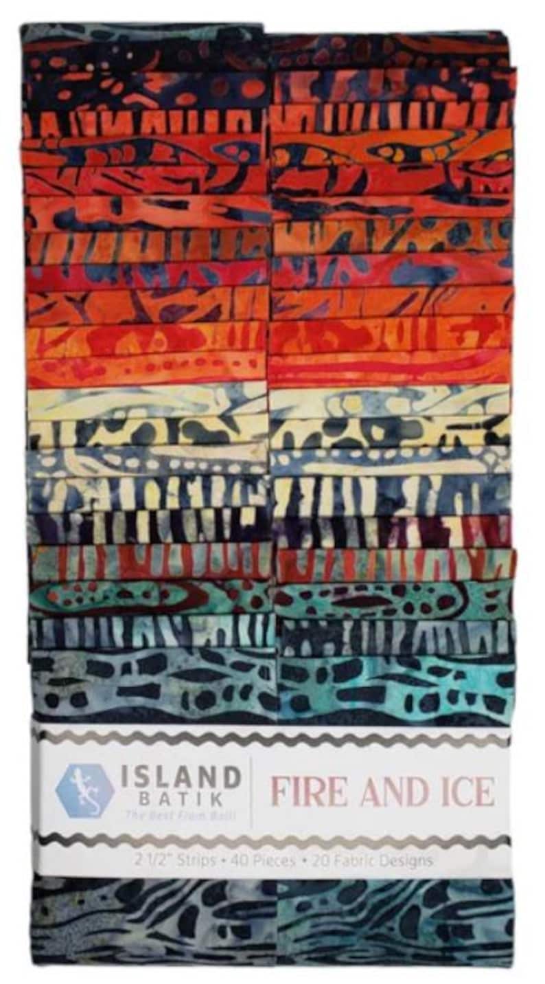 Batik Fabric 2.5 Inch Strips, Fire and Ice Island Batik Strips, Batik ...