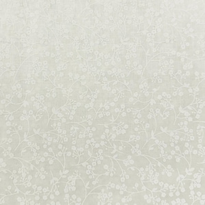 White fabric by the yard, white floral fabric, white flower fabric, white cotton fabric, white on white fabric, white fabric basics, #20120
