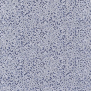 Blue gray metallic scrolls fabric by the yard, mist fabric, blue fabric, gray fabric, metallic fabric, #23855