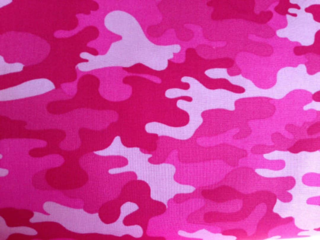 Pink Camo Fabric by the Yard, Cotton Pink Camouflage Fabric