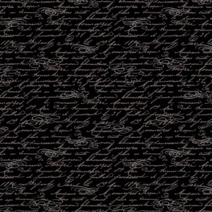 Handwriting fabric by Timeless Treasures, script fabric, cursive fabric, black fabric, writing fabric, #23211