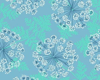 Blue dandelion fabric by Andover Fabrics Flora and Fauna, blue fabric by the yard, blue flower fabric, dandelion fabric, #23108