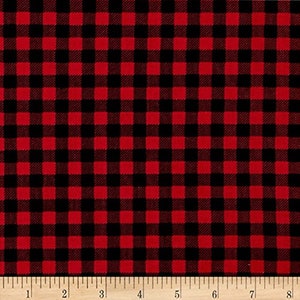 Cotton Buffalo Plaid Checkered Check Plaid Holly Jolly Christmas Winter Red  and Black Cotton Fabric Print by the Yard (49803-Black/Red)