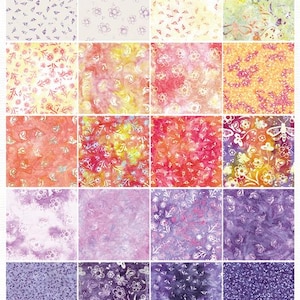 May include: A collection of 20 digital paper patterns featuring watercolor backgrounds with butterfly and floral designs in shades of purple, pink, yellow, and orange.