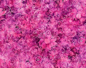 May include: A seamless pattern featuring a pink and white floral design. The background is a watercolor wash of pink and purple. The flowers are stylized and have a delicate, feminine feel.