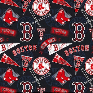 Boston Red Sox fabric by the yard, cotton Red Sox fabric, licensed baseball fabric, MLB fabric, throwback fabric, retro fabric