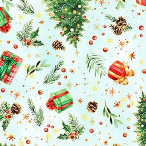Christmas tree fabric by the yard by Hoffman Fabrics Holiday Sweets, Christmas fabric, Christmas present fabric, ornament fabric, #23682