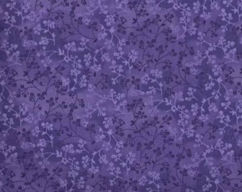 Purple fabric by the yard, purple floral fabric, purple flower fabric, purple cotton fabric, purple fabric basics, #17227