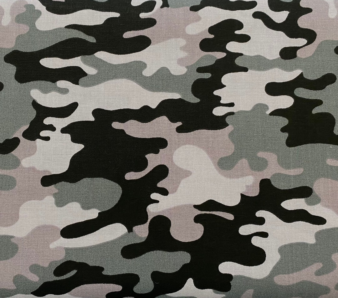 Gray and Black Camo Fabric by the Yard, Black and Gray Camouflage ...