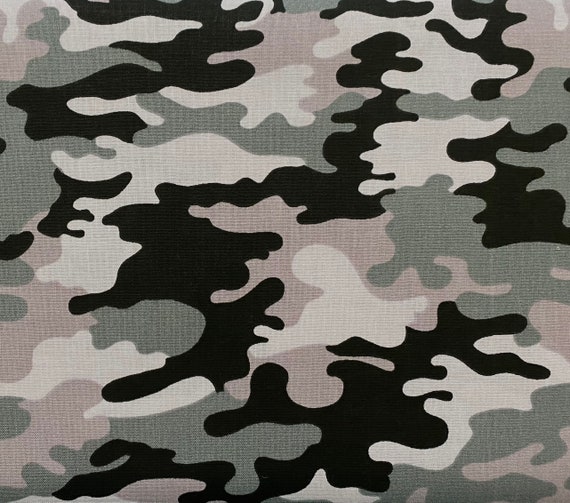 Gray and Black Camo Fabric by the Yard, Black and Gray Camouflage