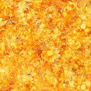 Orange fabric by the yard, orange flower fabric, orange swirl fabric, orange fabric basics, orange floral fabric, #25098