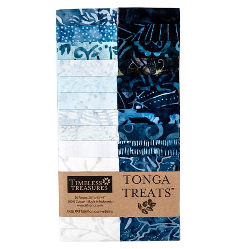precut batik Tonga Treats Strips Junior in Blue Moon 20 2.5 inch strips #21049 batik strips blue batik Batik fabric 2.5 inch strips