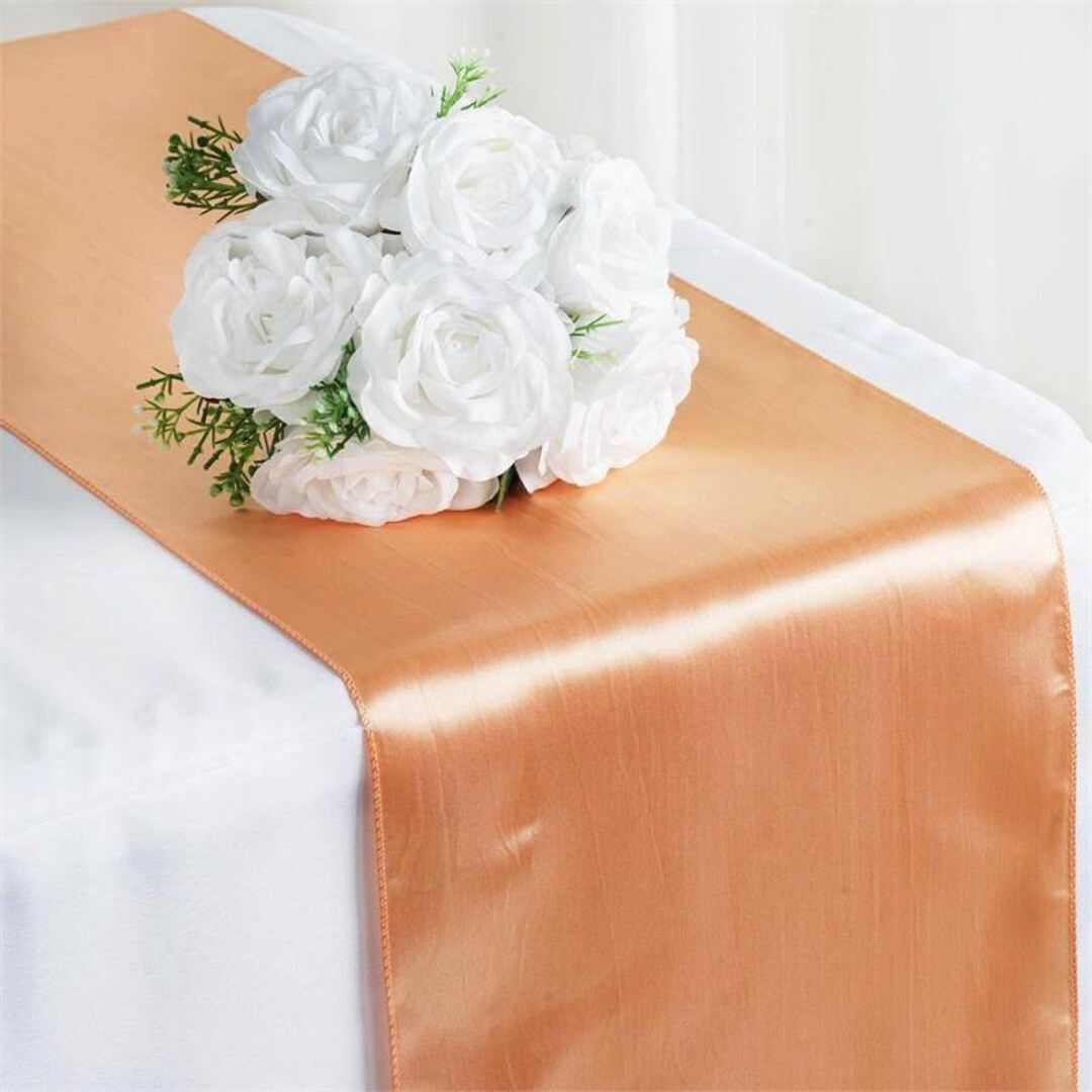 Peach Satin Table Runner, Peach Wedding Table Runner 12X108, Peach Wedding Decor, Peach Wedding ...