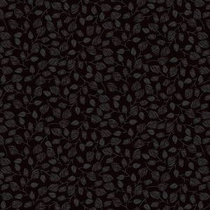 Black on black fabric by the yard by Timeless Treasures, black cotton, black fabric basics, black blender fabric, black leaves fabric #23849