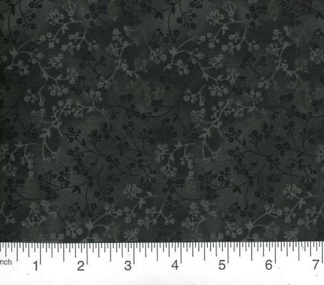 Black Fabric by the Yard, Black Floral Fabric, Black Flower Fabric