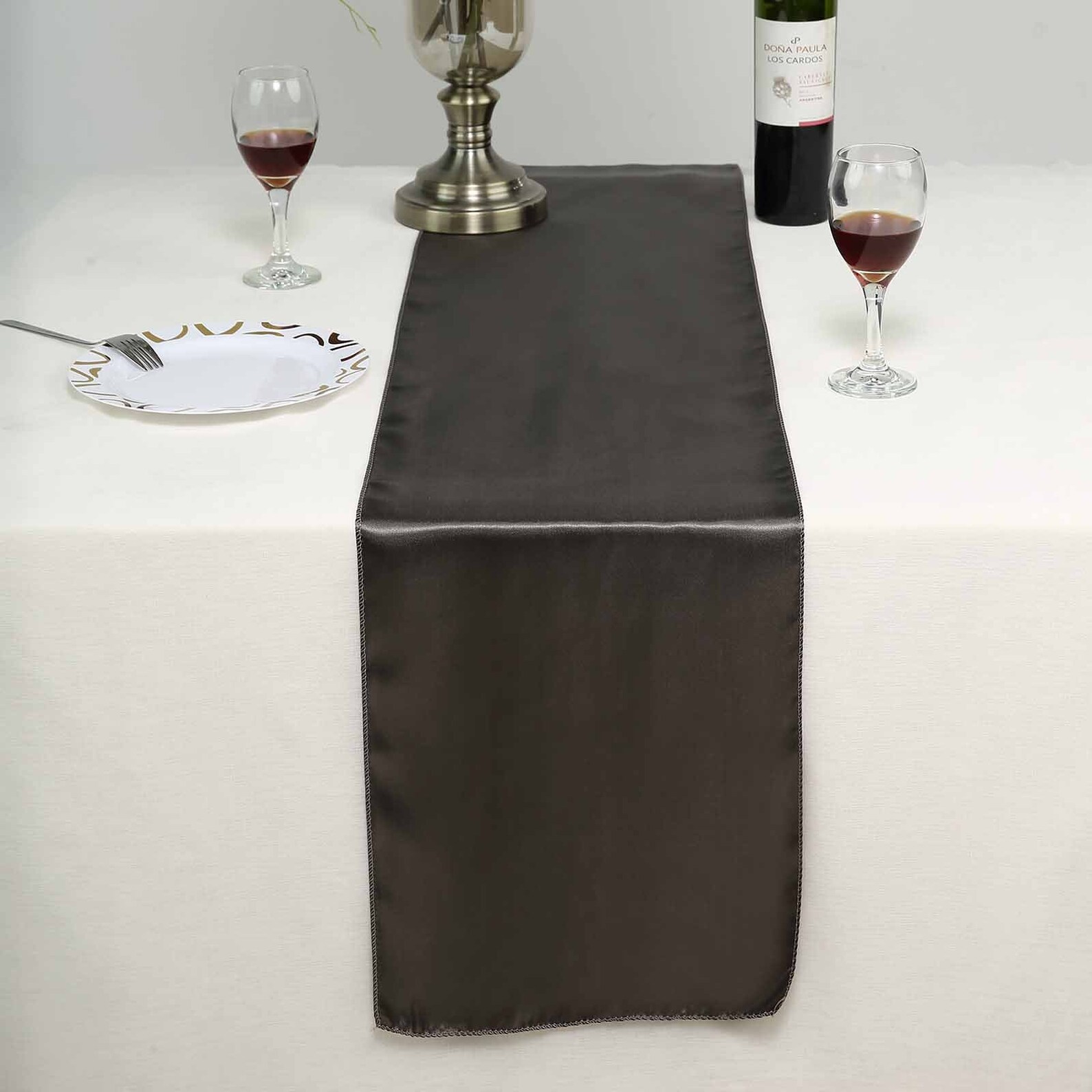 Charcoal Gray Satin Table Runner Wedding Table Runner 12X108 Etsy