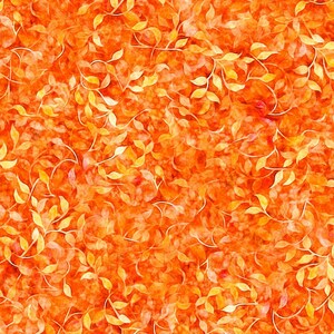 Orange fabric by the yard Vine Dance fabric line digitally printed cotton, orange fabric basics, orange cotton, orange floral fabric, #25140