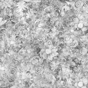 Gray fabric by the yard, gray flower fabric, gray swirl fabric, gray fabric basics, gray tonal fabric, gray floral fabric, #25094
