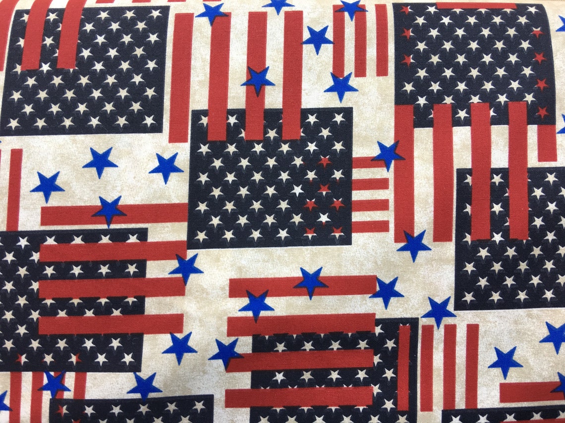 Patriotic Fabric by the Yard, American Flag Fabric, Stars and Stripes ...